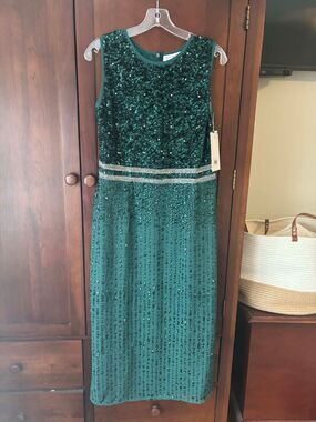 Mac Duggal Bateau Sheath Embellished Sequin Dress 12